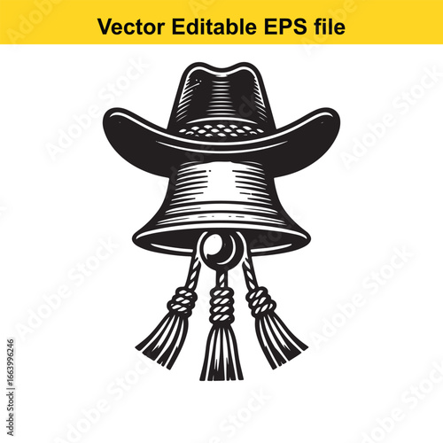 Cowboy hat with tassels isolated on white background
