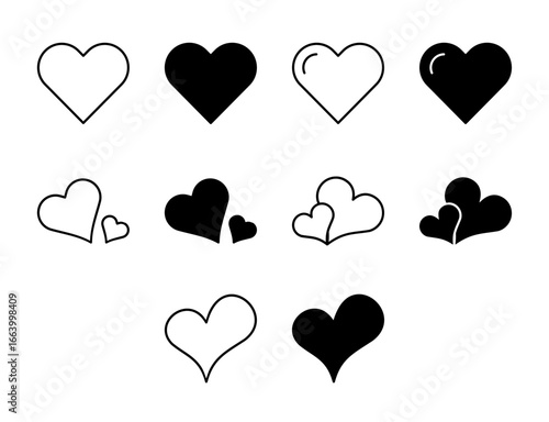 Heart UI Icon Set Solid and Line Favorite Like Vector Style Collection