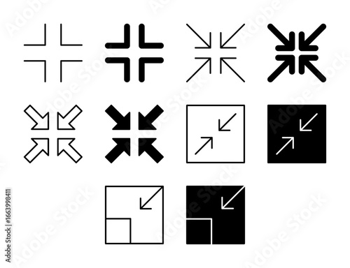 Exit Fullscreen UI Icon Set Solid and Line Shrink Window Vector Style Collection