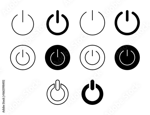 Power Button UI Icon Set Solid and Line On Off Vector Style Collection