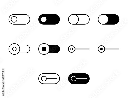 Toggle Off UI Icon Set Solid and Line Switch Deactivate Vector Style Collection