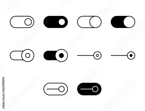 Toggle On UI Icon Set Solid and Line Switch Activate Vector Style Collection