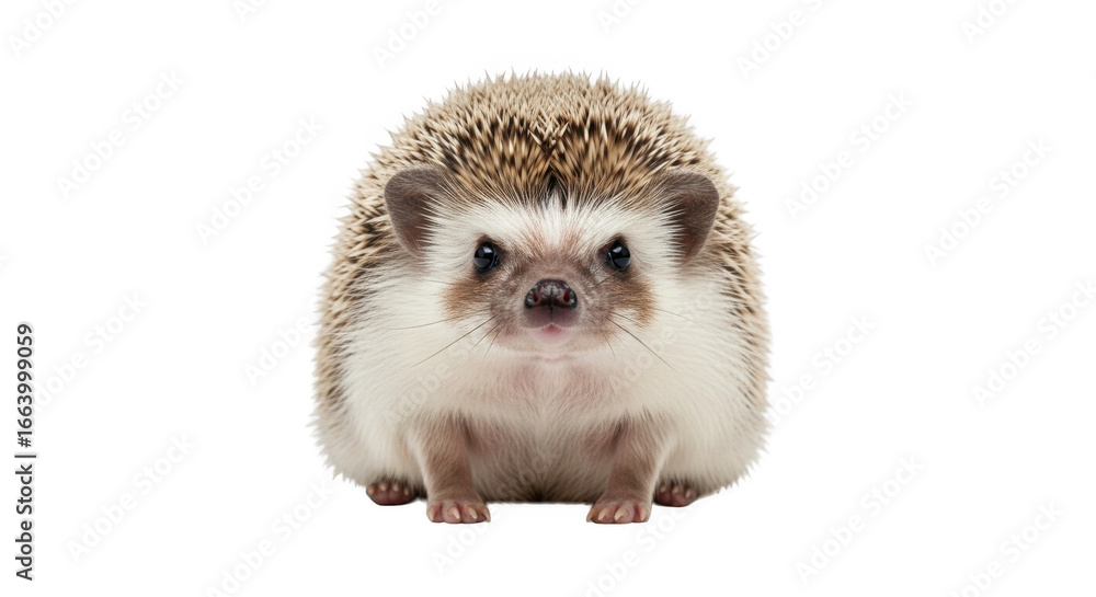 Obraz premium A Prickly Friend A Cute Hedgehog Stands Proudly on a Black Background Showcasing Its Spikes and Tiny Paws