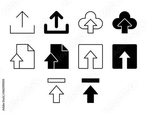 Free Download Upload UI Icon Set Solid and Line File Cloud Vector Style Collection - GFXLoad