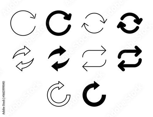 Refresh UI Icon Set Solid and Line Sync Update Vector Style Collection