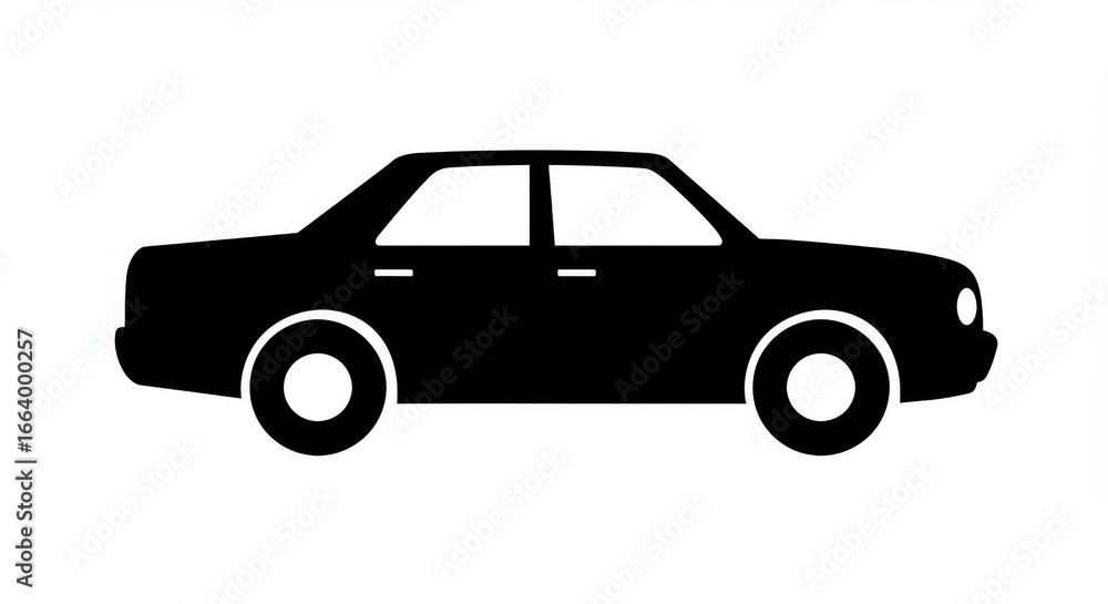 Fototapeta premium Simple Black Silhouette of a Classic Sedan Car