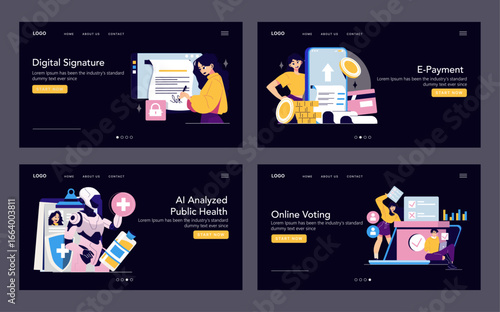 Digital Transactions and AI Technologies Vector Illustration