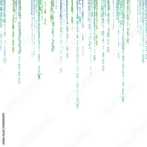 Digital rain of numbers cascades downwards, creating a futuristic, abstract pattern.