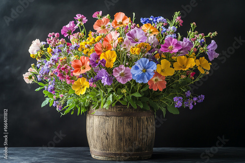 Wallpaper Mural Colorful Wildflowers in Rustic Vase with Warm Soft Lighting Torontodigital.ca
