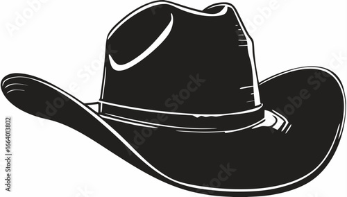 cowboy hat engraved vector illustration 
