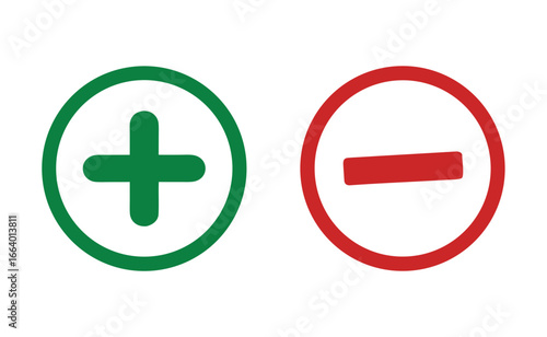Plus and minus sign set. Vector illustration 
