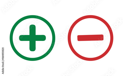 Plus and minus sign set. Vector illustration 
