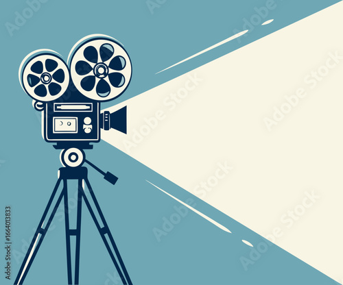 Retro cinema projector on poster. Vector 
