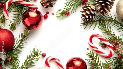 A festive Christmas themed flat lay composition 
