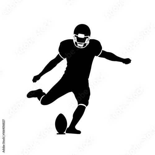 American Football Player Silhouette in Action Pose Ready for Game