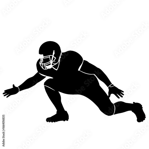Silhouette of a football player jumping to catch a pass on a white background