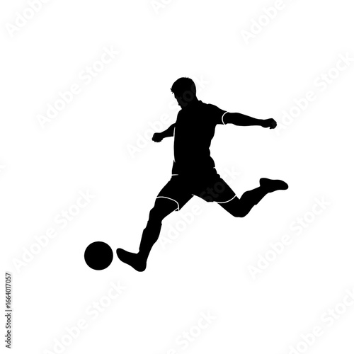 Dynamic silhouette of a skilled soccer player dribbling the ball with action and movement