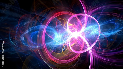 An explosion of colorful geometric shapes bursting