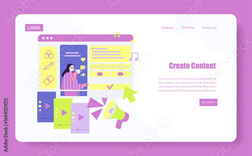 Content Creation Process Vector Illustration