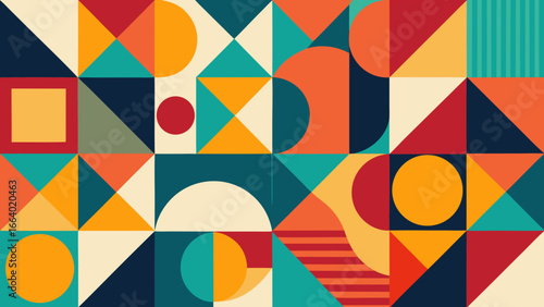 Wallpaper Mural Geometric shapes in a colorful abstract retro design Torontodigital.ca