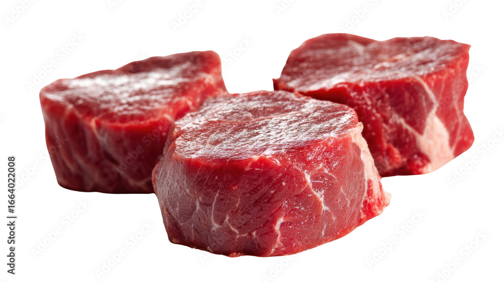 Fresh raw beef cuts on a white isolated background, ideal for culinary usage and recipe inspiration. Fresh raw beef cuts on a white isolated background, ideal for culinary usage and recipe inspiration.