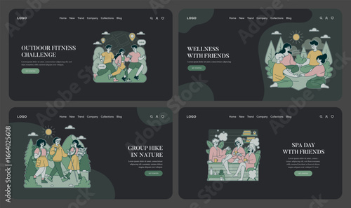 Outdoor Activities and Relaxation with Friends Vector Set