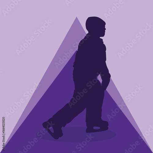 Child skating sports activity vector isolated on background. Ice skating and roller skating vector design.	
