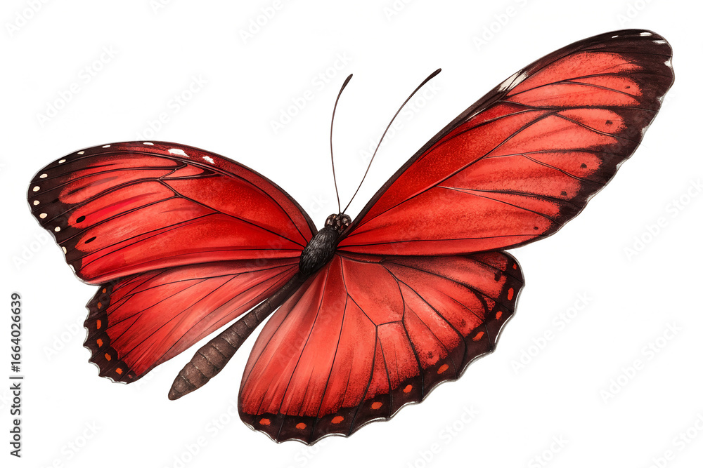 Fototapeta premium Red Butterfly Isolated on White Background 