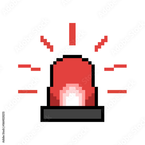 Pixel siren lamp icon vector for emergencies, public safety, and law enforcement. Useful for illustrating an alarm or alert system in a fun, retro, 8-bit style.