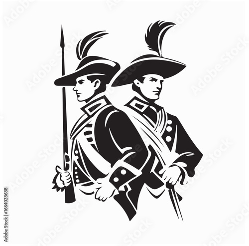 Royal Soldiers Vector Logo Design on White Background in Military Uniform Style