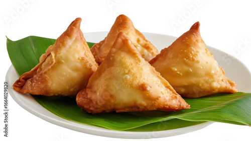 Delicious crispy samosas filled with savory ingredients on a white plate.
