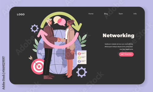 Business Networking Vector Illustration with Handshake