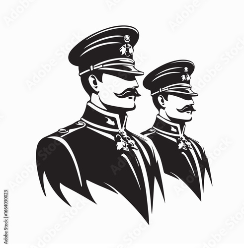 Royal Soldiers Vector Logo Design on White Background in Military Uniform Style