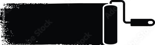Black paint roller with textured stroke illustration
