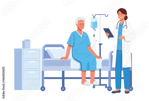 Doctor using a tablet to consult with a patient