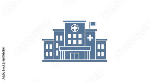 Sleek hospital icon providing healthcare facility representation with clean lines