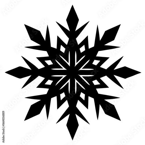 Black silhouette vector illustration of a snowflake isolated on white background with bold clean shape and minimalist modern design for professional use,
snowflake vector silhouette,
winter symbol ico