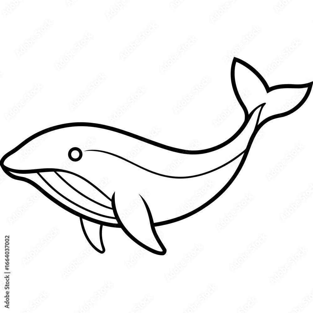 Fototapeta premium Minimalist line art vector illustration of a whale swimming isolated on white background with clean modern design for professional use,