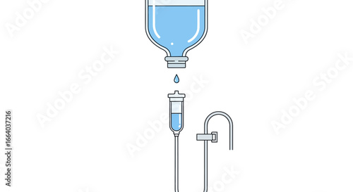 Intravenous therapy illustration exhibiting continuous flow of saline solution in medical