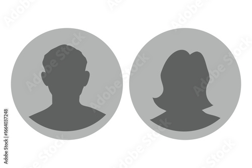 Simple  Avatar Icons Representing Male And Female Profiles. Unknown or anonymous persons. Vector illustration.