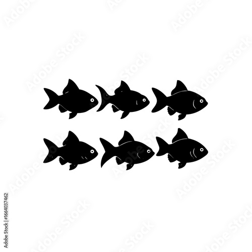 6 different goldfish silhouette vector icons set o