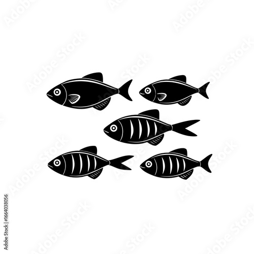 5 different rainbowfish silhouette vector icons se