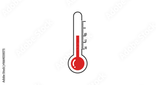 Depiction of a simple thermometer displaying a moderate measurement value indication