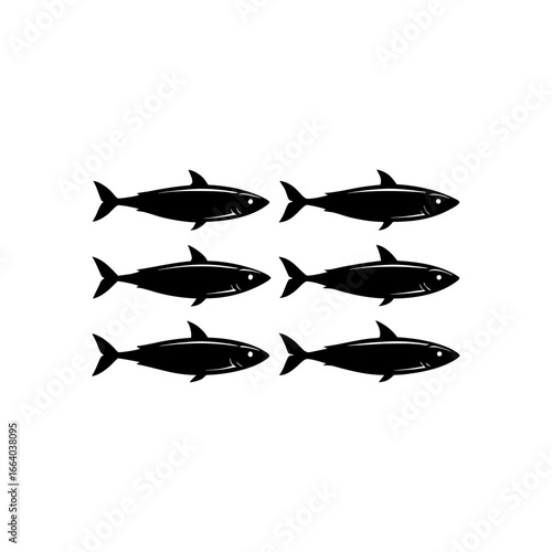 6 different sardine silhouette vector icons set on