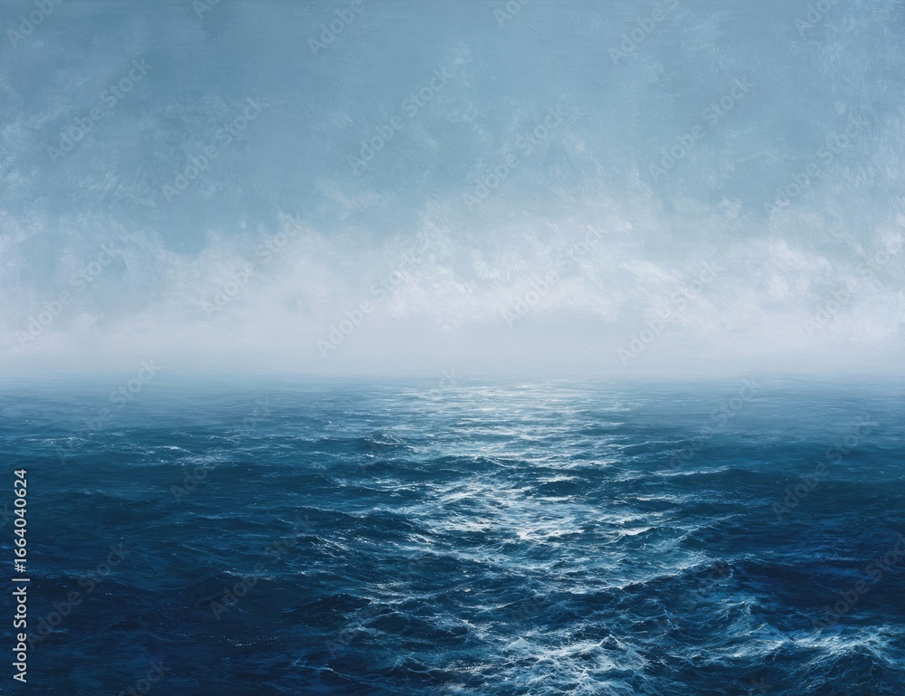 Fototapeta premium Vast, moody sea under a hazy sky