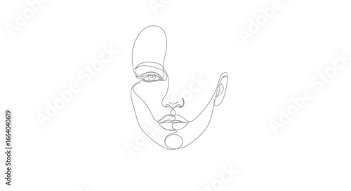 Minimalist woman's visage in continuous line art creating an ethereal and modern portrait