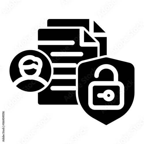 Lock Data Privacy Protection (Solid Icon Style)