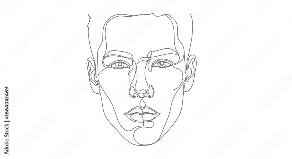 Abstract continuous single line drawing of a human face, minimalist portrait Abstract continuous single line drawing of a human face, minimalist portrait
