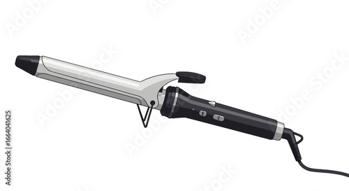 Sleek curling iron illustration depicting hair styling and beauty appliance tool detail