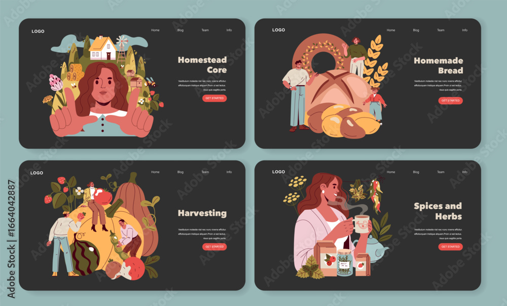 Fototapeta premium Charming Vector Illustrations of Homesteading Concepts